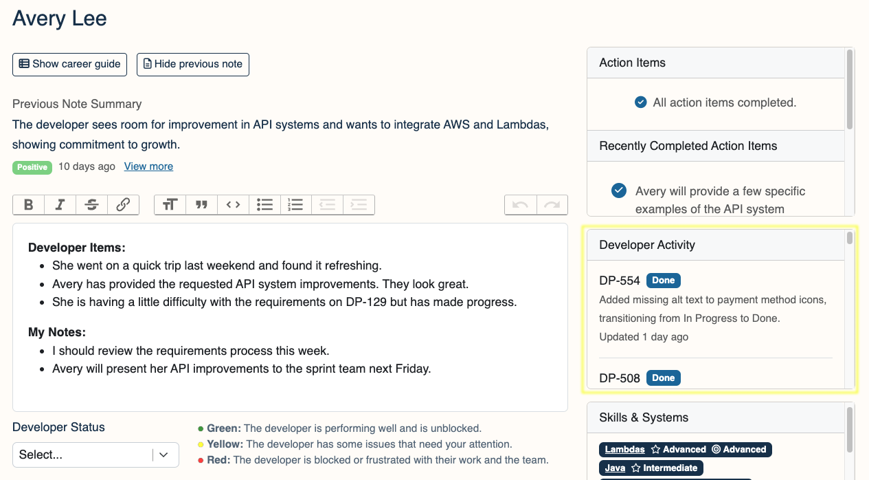 Developer Activity Dashboard